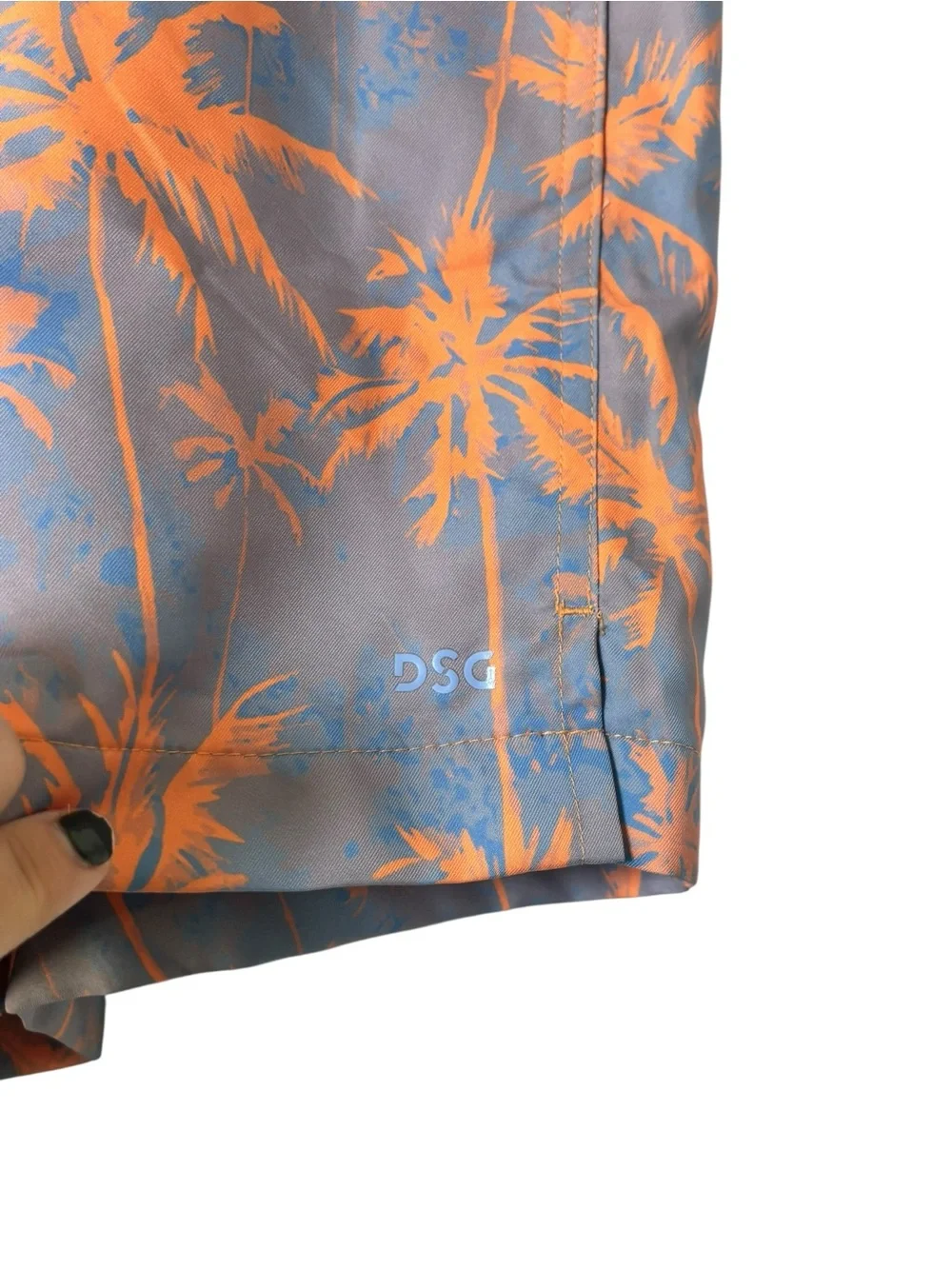 NWT DSH Men's Blue Swim Shorts with Orange Palm-Print Sz 3XL